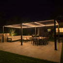 PURPLE LEAF Caesar Solar Louvered Pergola with LED Strip Lights and Control Panel Aluminum Outdoor Pergola with Adjustable Roof for Patio Deck Garden Yard Bronze