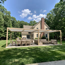 PURPLE LEAF Caesar Louvered Pergola Outdoor Wood Grain Aluminum Pergola with Adjustable Roof Patio Hardtop Gazebo for Backyard Garden