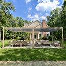 PURPLE LEAF Caesar Louvered Pergola Outdoor Wood Grain Aluminum Pergola with Adjustable Roof Patio Hardtop Gazebo for Backyard Garden