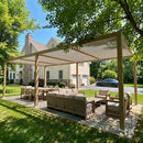 PURPLE LEAF Caesar Louvered Pergola Outdoor Wood Grain Aluminum Pergola with Adjustable Roof Patio Hardtop Gazebo for Backyard Garden