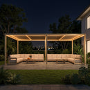 PURPLE LEAF Caesar Solar Louvered Pergola with LED Strip Lights and Control Panel Aluminum Outdoor Pergola with Adjustable Roof for Patio Deck Garden Yard Champagne