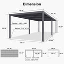 PURPLE LEAF Outdoor Louvered Pergola Patio Sun Shade Shelter with Adjustable Hardtop Patio Pergola Grey