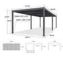 PURPLE LEAF Outdoor Louvered Pergola Patio Sun Shade Shelter with Adjustable Hardtop Patio Pergola Gray Frame White Roof