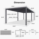 PURPLE LEAF Caesar Outdoor Louvered Pergola Patio Sun Shade Shelter with Adjustable Hardtop Patio Pergola Grey