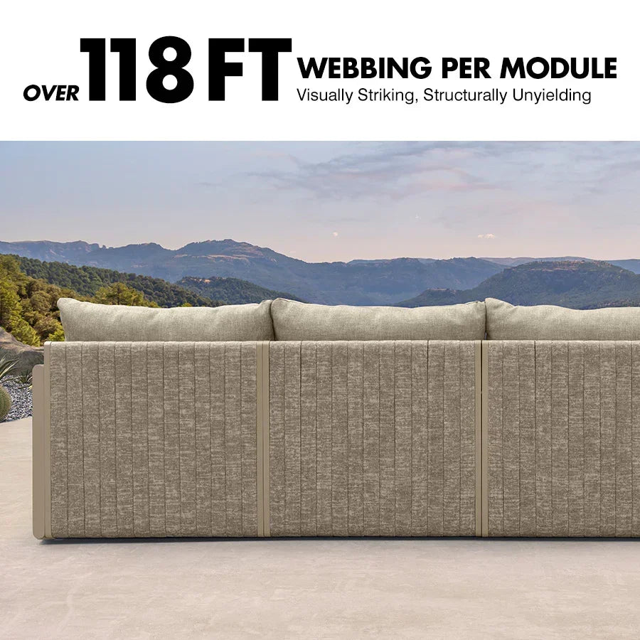 PURPLE LEAF Sanori L-Shaped Patio Couch Set Modular Sofa with Beige Cu