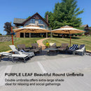 PURPLE LEAF Double Top 10 / 11 / 12 / 13 ft Round Aluminum Patio Umbrella in Wood Color