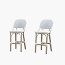 PURPLE LEAF Outdoor Bar Height Stools Set of 2 French Country Patio Rattan Bar Stool Chairs Outdoor Armless Barstools for Porch Garden Indoor Kitchen