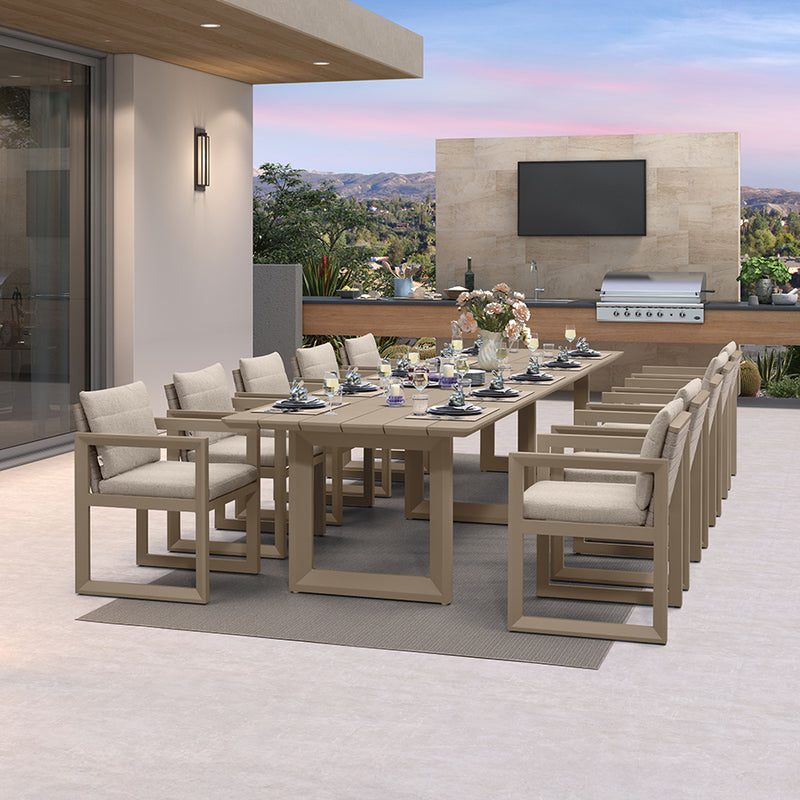 PURPLE LEAF Caesar Outdoor Dining Set Aluminum Luxury Patio Furniture Table and Chairs Set with Olifen Removable Thick Cushion and Pillow Patio Dining Sets for Garden Deck