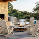 PURPLE LEAF Adirondack Chair Set of HDPE All-Weather Outdoor Fire Pit Chair with 24.6" Oversized Seat Wood-Textured Patio Adirondack Chair with Dual Cup Holders for Garden Deck Backyard