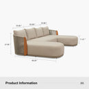 PURPLE LEAF Hailar U-Shaped Patio Conversation Set with Genuine Teak Cushions and Pillows Olefin Rope Backres Outdoor Couch Sets for Porch Garden