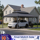 PURPLE LEAF Outdoor Metal Carport with Grey Steel Roof and Aluminum Frame Protective Shelter