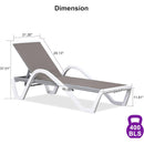PURPLE LEAF Patio Chaise Lounge Chair Outdoor Plastic Textilene Sun Bathing Recliner Tanning Pool Lounger with 6 Adjustable Position for Outside Beach in-Pool Lawn Poolside