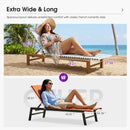 PURPLE LEAF Outdoor Teak Chaise Lounge Chair, Wood Grain Aluminum Outdoor Pool Lounge Chairs with Adjustable Backrest, Breathable Recliner for Patio, Poolside, Garden