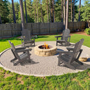 PURPLE LEAF Adirondack Chair Set of HDPE All-Weather Outdoor Fire Pit Chair with 24.6" Oversized Seat Wood-Textured Patio Adirondack Chair with Dual Cup Holders for Garden Deck Backyard