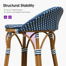 PURPLE LEAF Patio Oversized Backrest Bar Height Stool Set of 2 Outdoor Round Barstools Aluminum Frame Woven Rattan for Indoor Kitchen Dining Bistros Cafe Restaurant