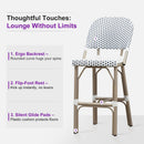 PURPLE LEAF Outdoor Bar Height Stools Set of 2 French Country Patio Rattan Bar Stool Chairs Outdoor Armless Barstools for Porch Garden Indoor Kitchen