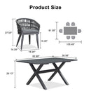 PURPLE LEAF Modern Outdoor Dining Table with 6/8/10 Seats, All-Weather Aluminum Table and Rattan Chairs with Cushions, Champagne