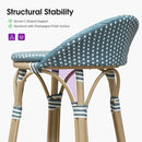 PURPLE LEAF Patio Oversized Backrest Bar Height Stool Set of 2 Outdoor Round Barstools Aluminum Frame Woven Rattan for Indoor Kitchen Dining Bistros Cafe Restaurant