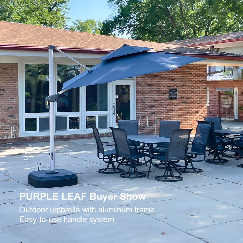 PURPLE LEAF Large Round Patio Cantilever Umbrella for Deck, Pool, Backyard