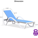PURPLE LEAF Patio Chaise Lounge Chair Outdoor Plastic Textilene Sun Bathing Recliner Tanning Pool Lounger with 6 Adjustable Position for Outside Beach in-Pool Lawn Poolside