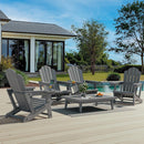 PURPLE LEAF Adirondack Chair Set of HDPE All-Weather Outdoor Fire Pit Chair with 24.6" Oversized Seat Wood-Textured Patio Adirondack Chair with Dual Cup Holders for Garden Deck Backyard