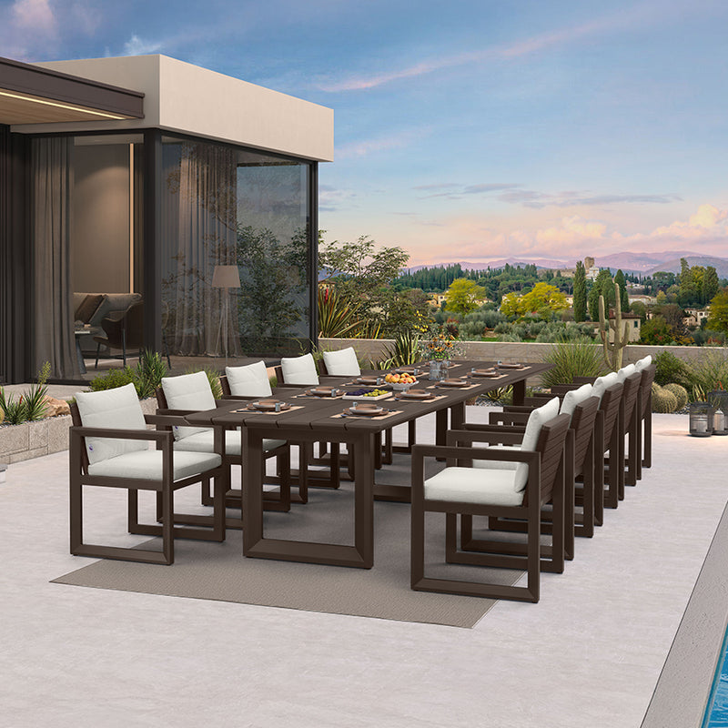 PURPLE LEAF Caesar Outdoor Dining Set Aluminum Luxury Patio Furniture Table and Chairs Set with Olifen Removable Thick Cushion and Pillow Patio Dining Sets for Garden Deck