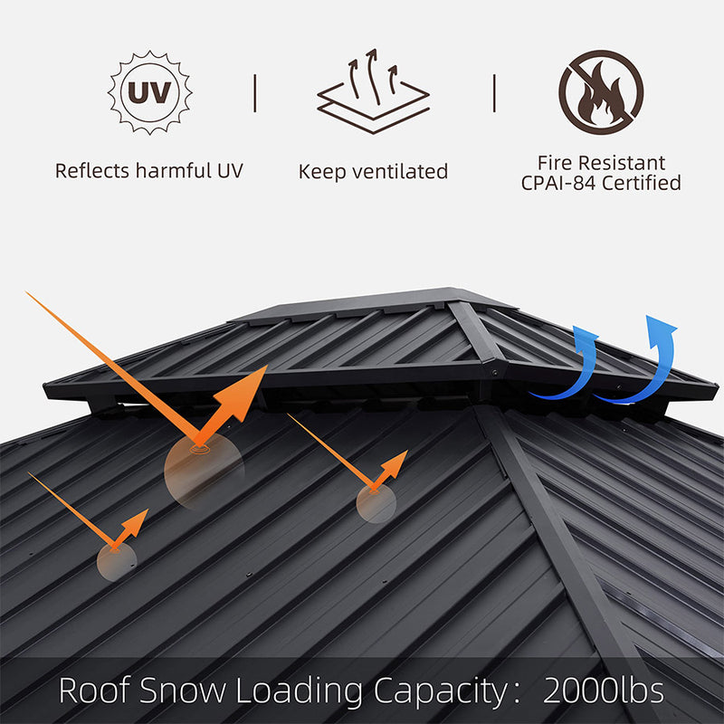 PURPLE LEAF Outdoor Metal Carport Gazebo Grey Steel Roof Aluminum Frame Shelter for Parking