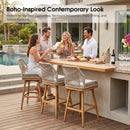 PURPLE LEAF Outdoor Swivel Counter Height Bar Stools Set of 2 Patio 360° Rotating All-Weather Wicker Stools with Back and Cushion for Outside Backyard Kitchen Bistro Garden Bar