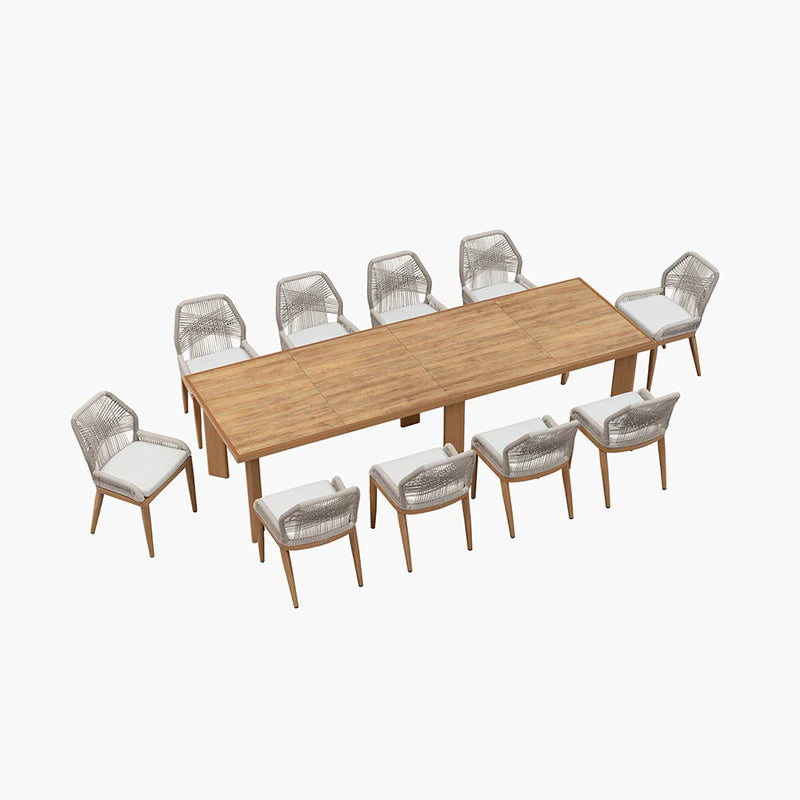 PURPLE LEAF 7/9/11 Pieces Dining Set Patio Metal Rectangular Table and Wicker Rattan Chairs