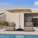 PURPLE LEAF Premium Teak‑Finish Aluminum Frame Outdoor Patio Market Umbrella with Rope Pulley Lift