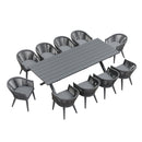 PURPLE LEAF 7/9/11 Pieces Outdoor Dining Set with Aluminium Table, Grey
