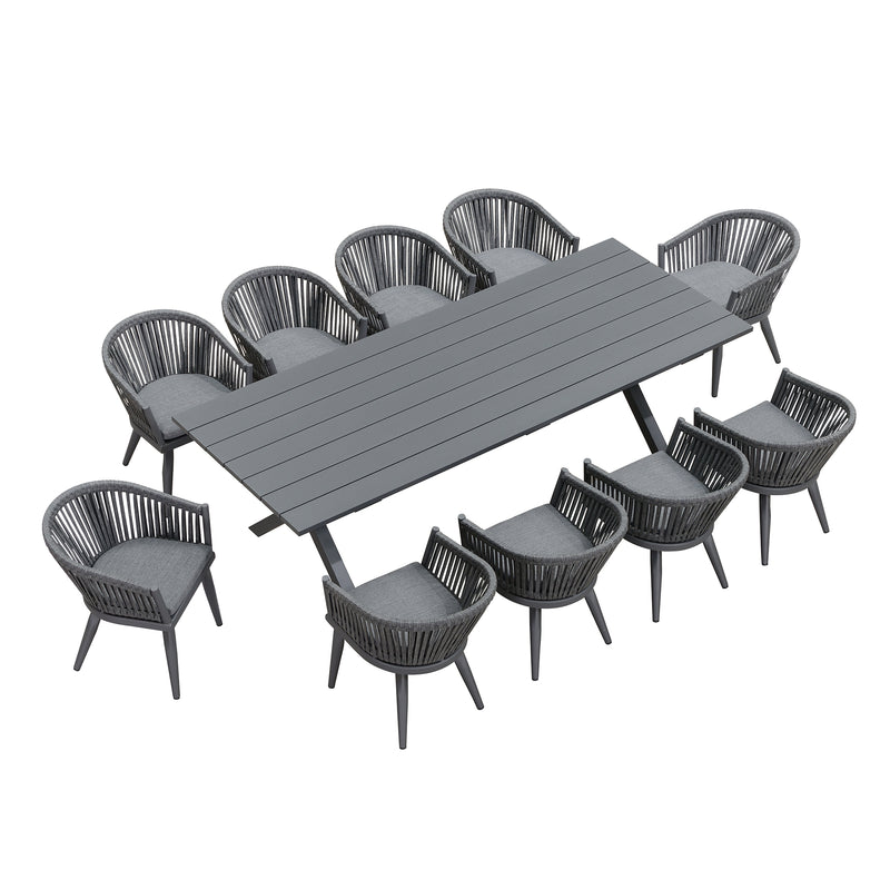 PURPLE LEAF 7/9/11 Pieces Outdoor Dining Set with Aluminium Table, Grey