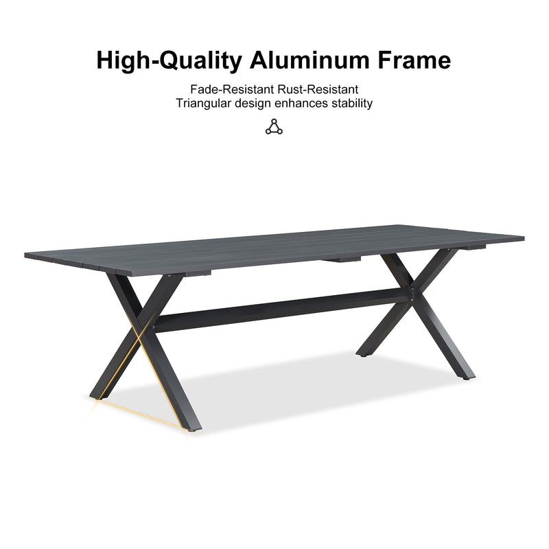 PURPLE LEAF 7/9/11 Pieces Outdoor Dining Set with Aluminium Table, Grey