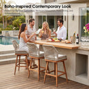 PURPLE LEAF Outdoor Swivel Counter Height Bar Stools Set of 2 Patio 360° Rotating All-Weather Wicker Stools with Back and Cushion for Outside Backyard Kitchen Bistro Garden Bar