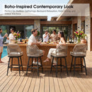 PURPLE LEAF Outdoor Swivel Counter Height Bar Stools Set of 2 Patio 360° Rotating All-Weather Wicker Stools with Back and Cushion for Outside Backyard Kitchen Bistro Garden Bar