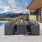 PURPLE LEAF Sanori Outdoor Dining Set Modern Large Weather-Resistant Table and Aluminum Chairs with Cushions for Garden Grey