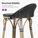 PURPLE LEAF Patio Oversized Backrest Bar Height Stool Set of 2 Outdoor Round Barstools Aluminum Frame Woven Rattan for Indoor Kitchen Dining Bistros Cafe Restaurant