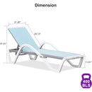 PURPLE LEAF Patio Chaise Lounge Chair Outdoor Plastic Textilene Sun Bathing Recliner Tanning Pool Lounger with 6 Adjustable Position for Outside Beach in-Pool Lawn Poolside