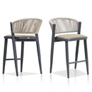 PURPLE LEAF Counter Height Bar Stool Set of 2 Outdoor Stool Chair with Footrest Patio Bar Height Stools Rattan Barstools for Outdoor or Indoor