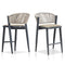 PURPLE LEAF Counter Height Bar Stool Set of 2 Outdoor Stool Chair with Footrest Patio Bar Height Stools Rattan Barstools for Outdoor or Indoor