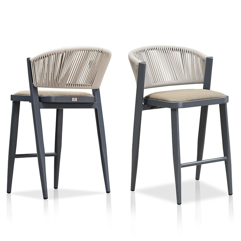 PURPLE LEAF Counter Height Bar Stool Set of 2 Outdoor Stool Chair with Footrest Patio Bar Height Stools Rattan Barstools for Outdoor or Indoor