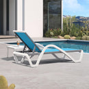 PURPLE LEAF Patio Chaise Lounge Chair Outdoor Plastic Textilene Sun Bathing Recliner Tanning Pool Lounger with 6 Adjustable Position for Outside Beach in-Pool Lawn Poolside