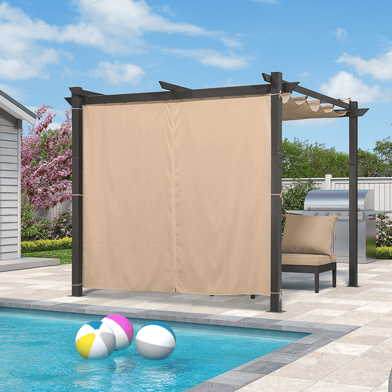 PURPLE LEAF Outdoor Retractable Pergola with Sun Shade Canopy Patio Aluminum Pergola With Curtains