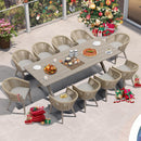 PURPLE LEAF 7/9/11 Pieces Outdoor Dining Set with Aluminium Table and Rattan Chairs, Champagne