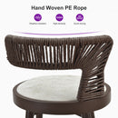 PURPLE LEAF Outdoor Swivel Bar Stools Set of 2 Metal Modern Rattan Bar Chairs with Backrest Aluminum Woven Barstools with Cushions