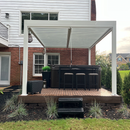 PURPLE LEAF Athena Louvered Pergola Modern White Pergola with Adjustable Roof for Deck Backyard Garden