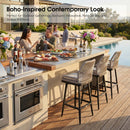 PURPLE LEAF Outdoor Swivel Counter Height Bar Stools Set of 2 Patio 360° Rotating All-Weather Wicker Stools with Back and Cushion for Outside Backyard Kitchen Bistro Garden Bar