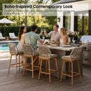 PURPLE LEAF Outdoor Swivel Counter Height Bar Stools Set of 2 Patio 360° Rotating All-Weather Wicker Stools with Back and Cushion for Outside Backyard Kitchen Bistro Garden Bar