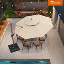 PURPLE LEAF SUNBRELLA Cantilever Umbrella Deluxe Wood Pattern Patio Umbrella