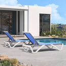 PURPLE LEAF Patio Chaise Lounge Chair Outdoor Plastic Textilene Sun Bathing Recliner Tanning Pool Lounger with 6 Adjustable Position for Outside Beach in-Pool Lawn Poolside